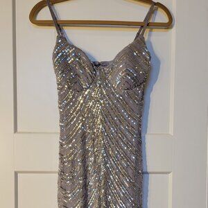 Windsor Shine On Sequin Midi Silver/Gray Dress Women's Size M